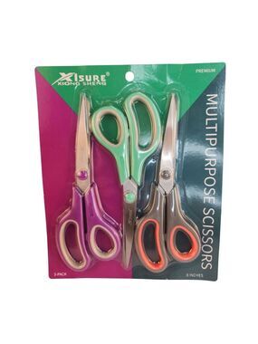 X1Sure Multipurpose Scissors 3-Pack 8-Inch Premium Stainless Steel Comfort Grip